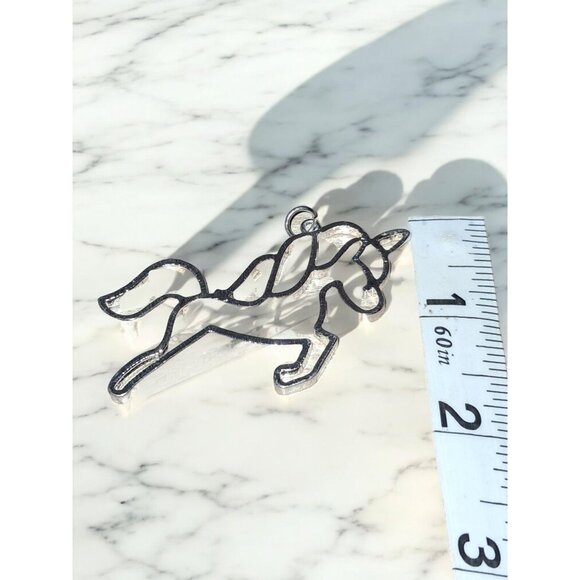 Enchanting Unicorn Open Bezel Charm Pendant - 2.5" x 1.5" - Picture 3 of 4